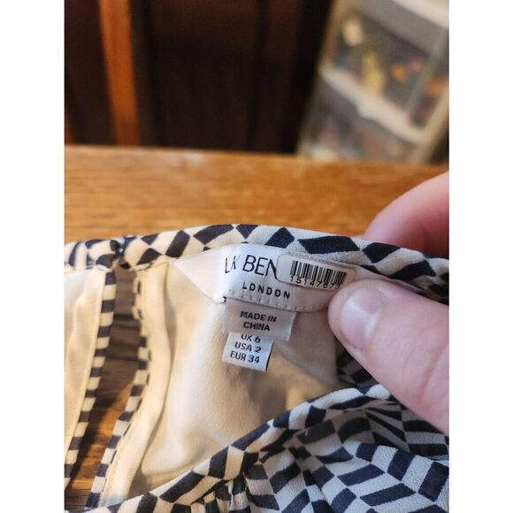 L.K. Bennett Addison Geo Print Midi Dress Long Sleeve sz 2 - Picture 3 of 5